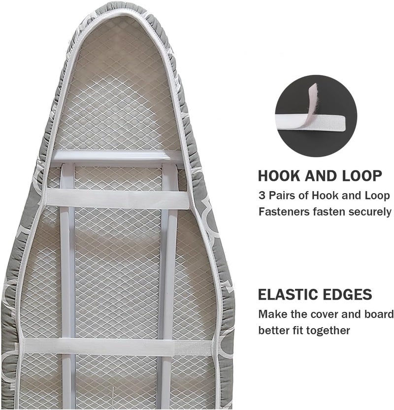LCLW Ironing Board Cover and Pad Standard Size 15" x 54",3 Pairs of Hook and Loop Fastener Straps,Elastic Edges,Cotton Iron Board Cover with Scorch Resistant Thick Padding(012) - Image 4