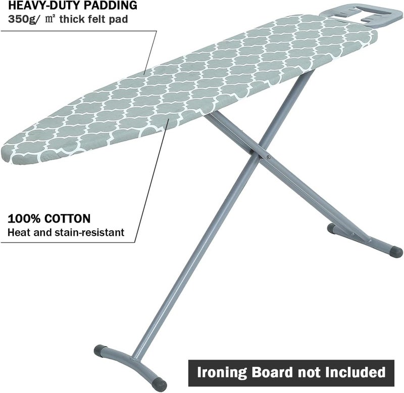 LCLW Ironing Board Cover and Pad Standard Size 15" x 54",3 Pairs of Hook and Loop Fastener Straps,Elastic Edges,Cotton Iron Board Cover with Scorch Resistant Thick Padding(012) - Image 3