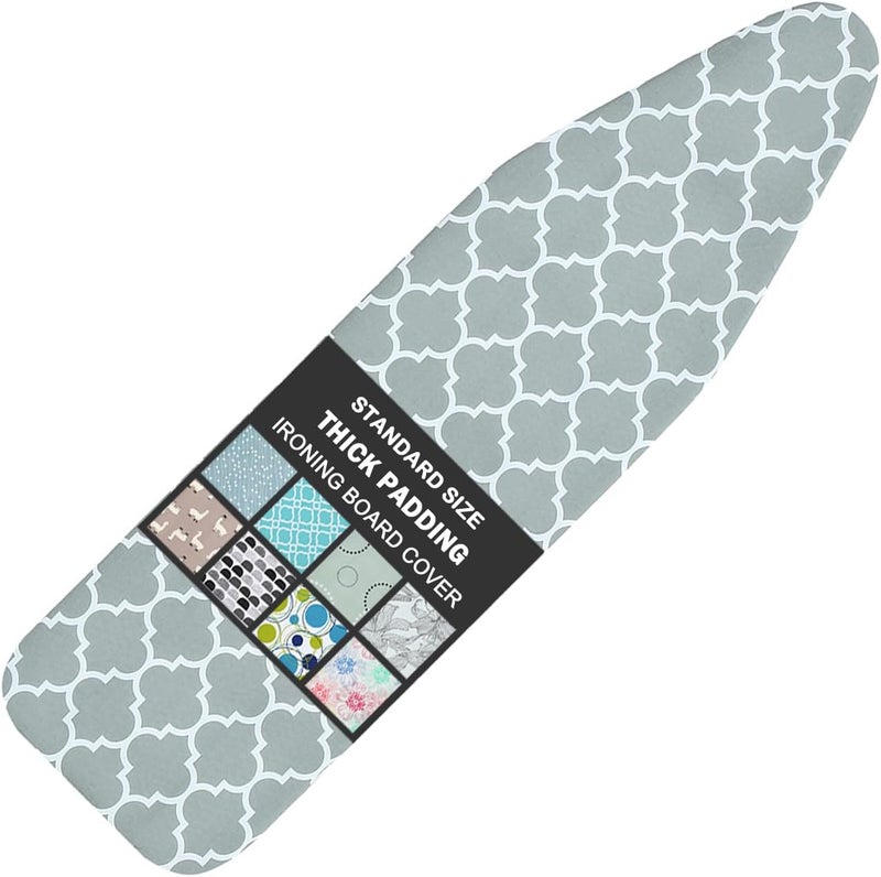 LCLW Ironing Board Cover and Pad Standard Size 15" x 54",3 Pairs of Hook and Loop Fastener Straps,Elastic Edges,Cotton Iron Board Cover with Scorch Resistant Thick Padding(012) - Image 1