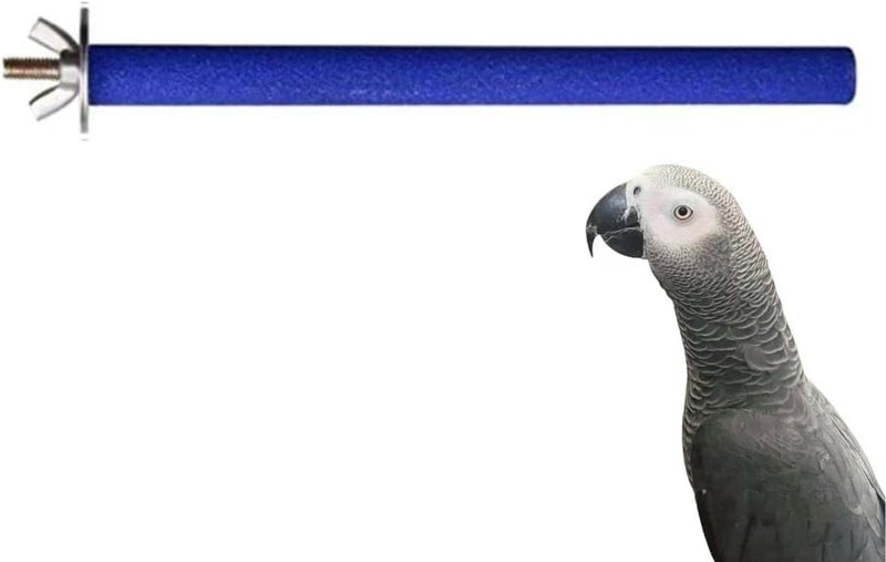 PETSARY Bird Claw Grinding Perch for Parakeets, Cockatiels, Lovebirds, Budgies | Wood Single Head Screw Parrot Stand Pole | Natural Perch Toy Platform Grinding Stick | Cage Accessories 25cm Blue - Image 1