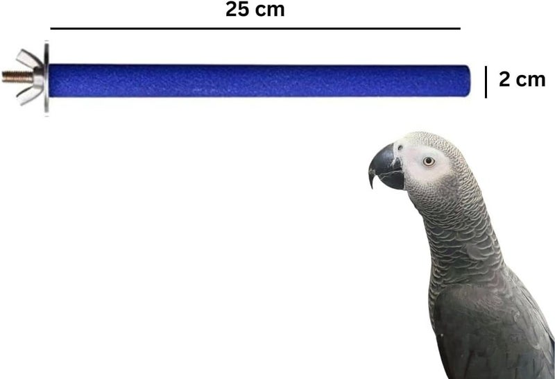 PETSARY Bird Claw Grinding Perch for Parakeets, Cockatiels, Lovebirds, Budgies | Wood Single Head Screw Parrot Stand Pole | Natural Perch Toy Platform Grinding Stick | Cage Accessories 25cm Blue - Image 4