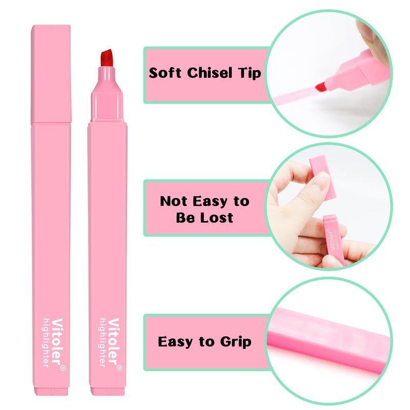 Vitoler 10Pcs Aesthetic Highlighters, Chisel Tip Marker Pens,Assorted Color Candy Highlighters,No Bleed Bible Highlighters,Cute Pastel Highlighters for Journaling Planner Notes School Supplies - Image 3