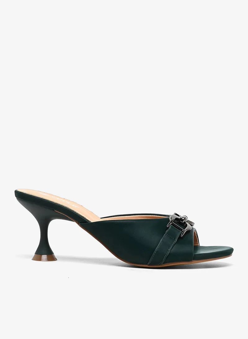 Cuple open-toe heeled mules