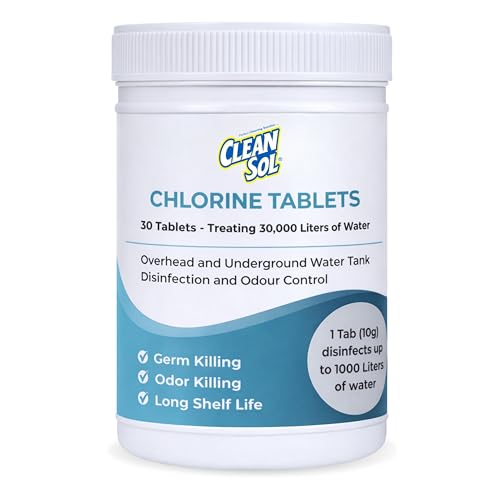 Cleansol Chlorine Tablets for Water Tank Disinfection – 10g Each (Pack of 30) | 1 Tablet Treats 1000 litres | Kills Germs & Controls Odour | Ideal for Overhead & Underground Water Tanks - Image 1