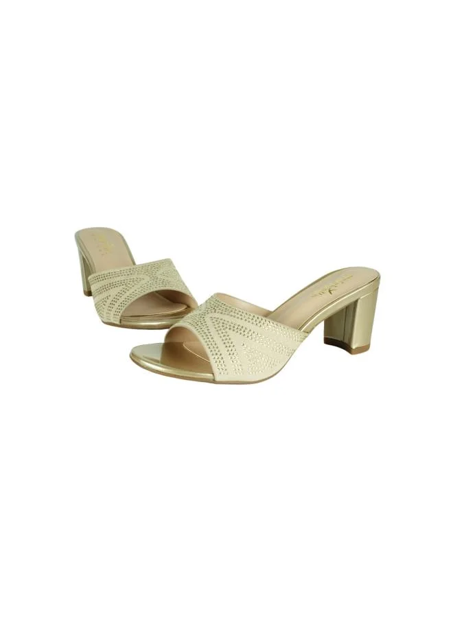 ميشيل مورجان 092-2932 Michelle Morgan Ladies Block Heel Sandals 314RJ199 Gold