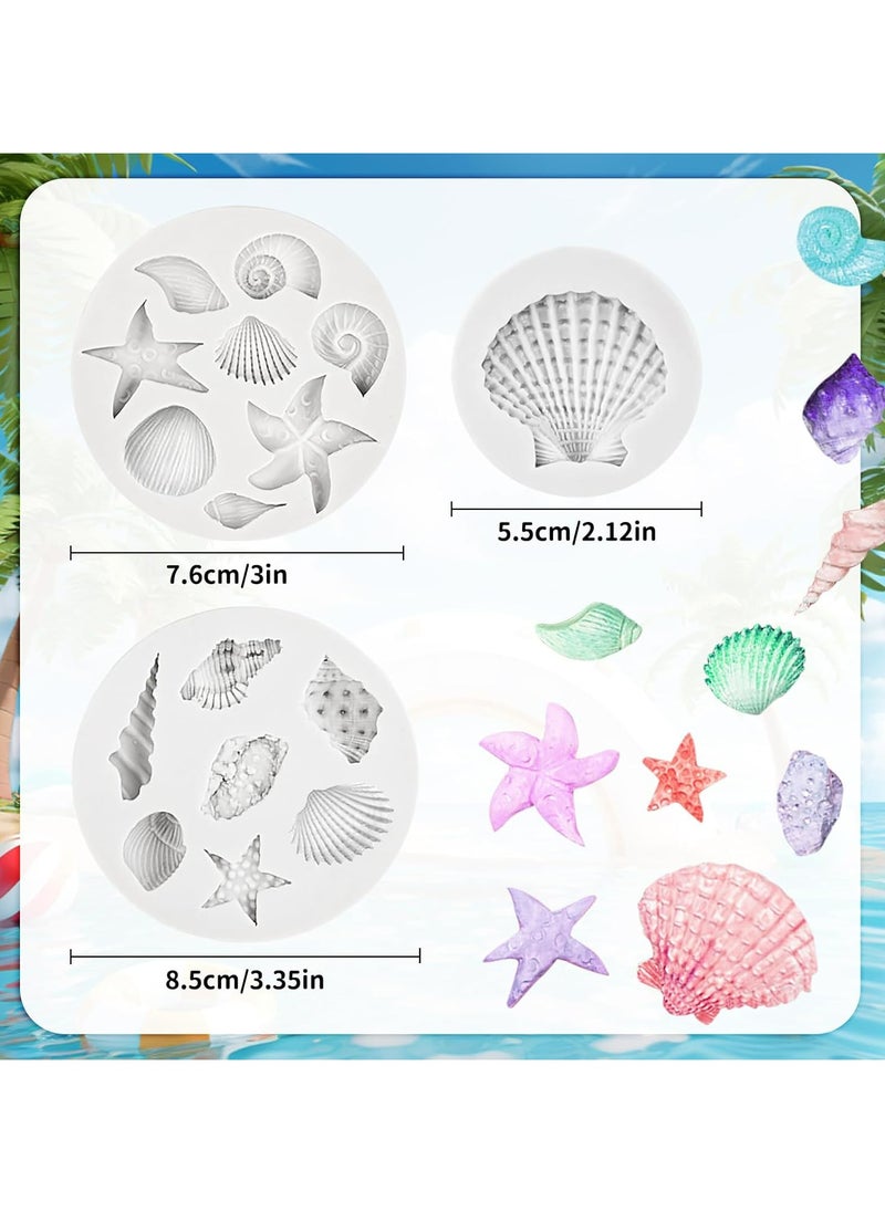 3-Piece Marine Theme Silicone Moulds – Shells, Starfish, and Conch for Chocolate, Cake, and Fondant DIY