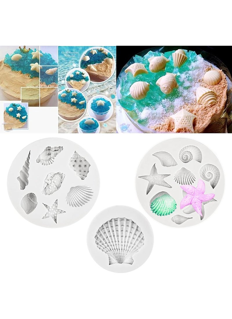 3-Piece Marine Theme Silicone Moulds – Shells, Starfish, and Conch for Chocolate, Cake, and Fondant DIY