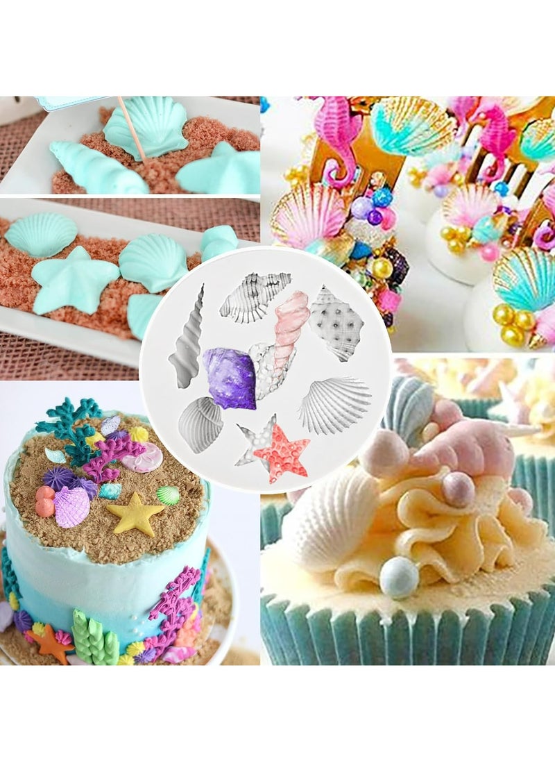 3-Piece Marine Theme Silicone Moulds – Shells, Starfish, and Conch for Chocolate, Cake, and Fondant DIY