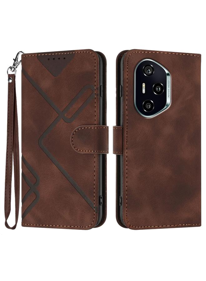 زبون جراب هاتف Honor 400 بنمط خطوط من الجلد الملمس - Image 1