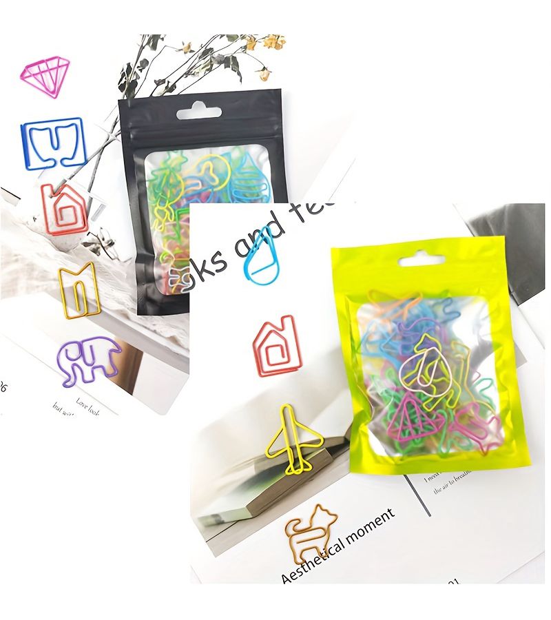 Green Bag 35pcs Mixed Retro Curly Paper Clips With Arrow Heart Star Shapes Multicolor Bookmark Page Holders For Office Bulletin Boards Crafts Non Damaging Metal - Image 5