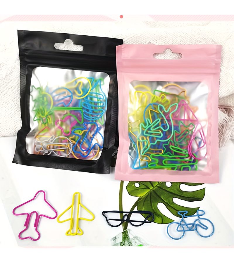 Green Bag 35pcs Mixed Retro Curly Paper Clips With Arrow Heart Star Shapes Multicolor Bookmark Page Holders For Office Bulletin Boards Crafts Non Damaging Metal - Image 2