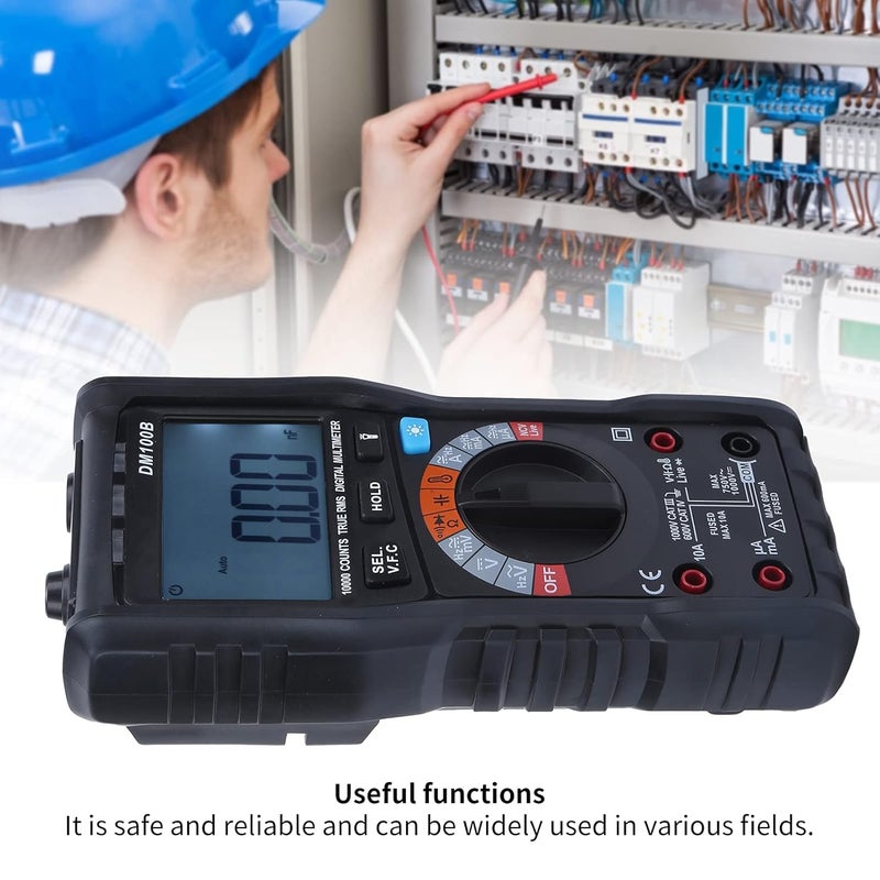 DM100B Digital Multimeter 10000 Count LCD Voltmeter with NCV Detection and BurnProof - Image 5