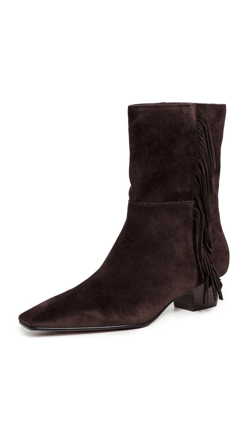 Made Well Madewell Women's The Lexie Fringed Ankle Boots in Suede, Dark Carob, 8.5 Medium US - Image 1