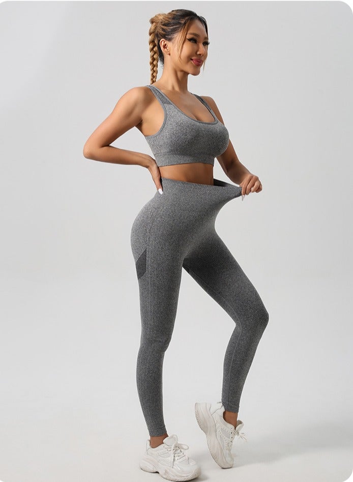3 Piece Workout Sets for Women Butt Lifting Leggings with High Impact Sports Bra Gym Shorts  - Image 3
