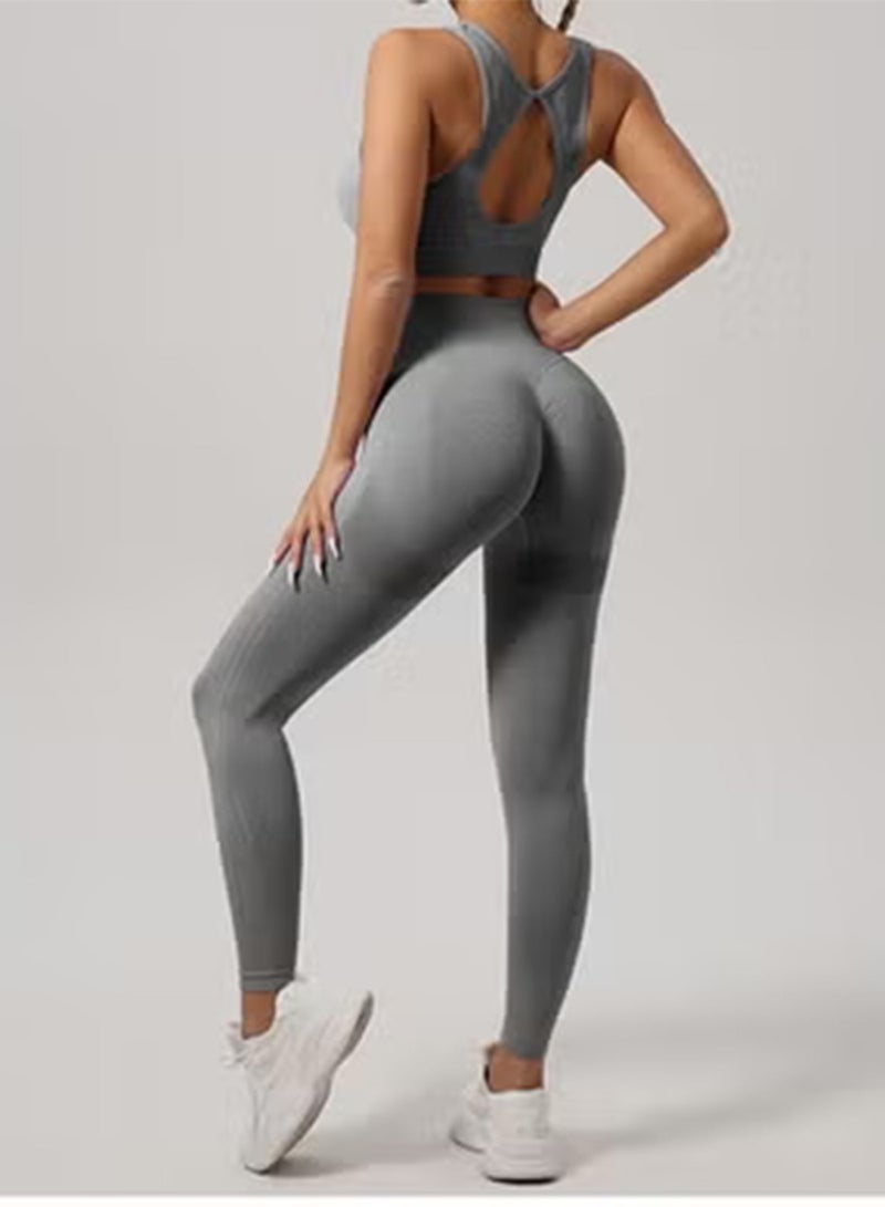 3 Piece Workout Sets for Women Butt Lifting Leggings with High Impact Sports Bra Gym Shorts - Image 3