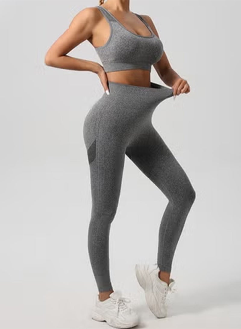 3 Piece Workout Sets for Women Butt Lifting Leggings with High Impact Sports Bra Gym Shorts - Image 2