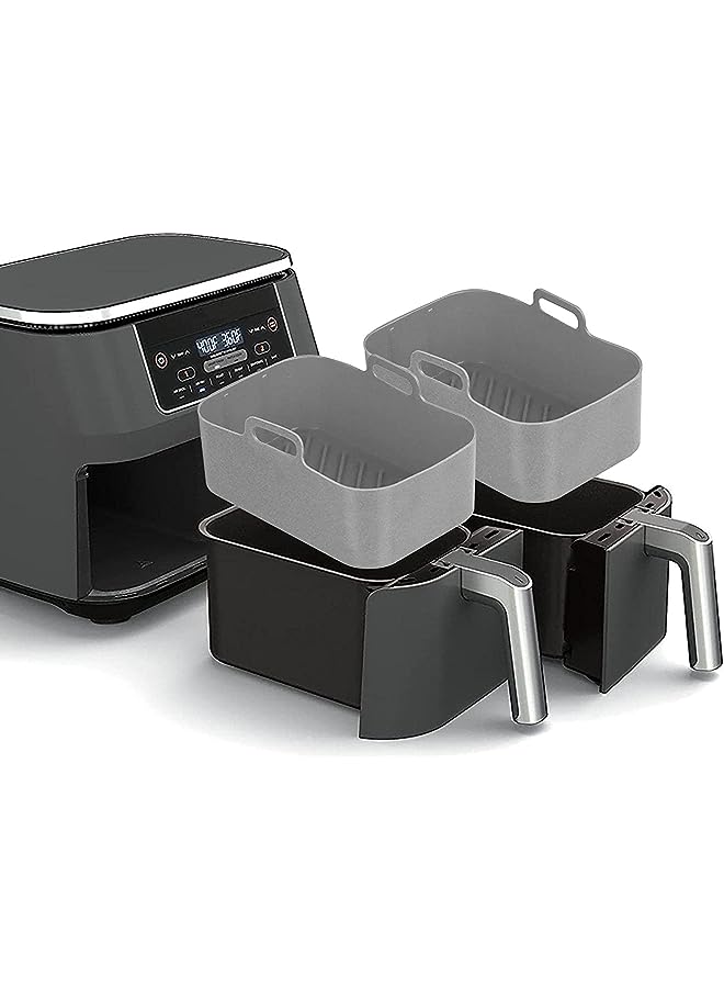 راكسوم قطعتان من بطانة المقلاة الهوائية السيليكون لفرن الميكروويف - رمادي | ملحقات المقلاة الهوائية لفرن المقلاة الهوائية - بطانة سيليكون غير لاصقة للمقلاة الهوائية - Image 1