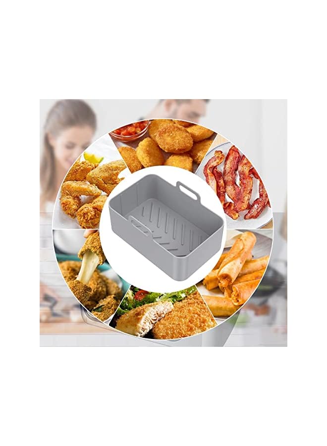 راكسوم قطعتان من بطانة المقلاة الهوائية السيليكون لفرن الميكروويف - رمادي | ملحقات المقلاة الهوائية لفرن المقلاة الهوائية - بطانة سيليكون غير لاصقة للمقلاة الهوائية - Image 3