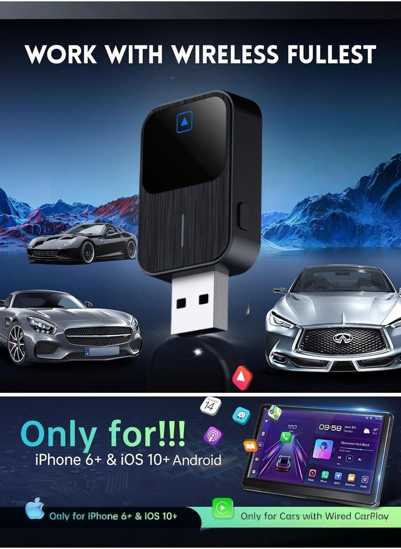 Generic - 2025 New,Wireless CarPlay Adapter- Mini Edition, Wired to Wireless for OEM Cars Wired Carplay/Android auto Dual mode Plug&Play FOTA Wireless Adapter for Apple iPhone iOS 10+ & Cars from 2015 - Image 1