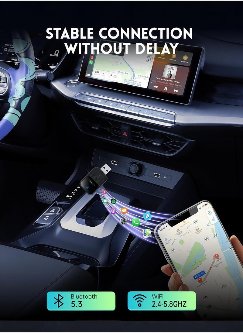Generic - 2025 New,Wireless CarPlay Adapter- Mini Edition, Wired to Wireless for OEM Cars Wired Carplay/Android auto Dual mode Plug&Play FOTA Wireless Adapter for Apple iPhone iOS 10+ & Cars from 2015 - Image 1