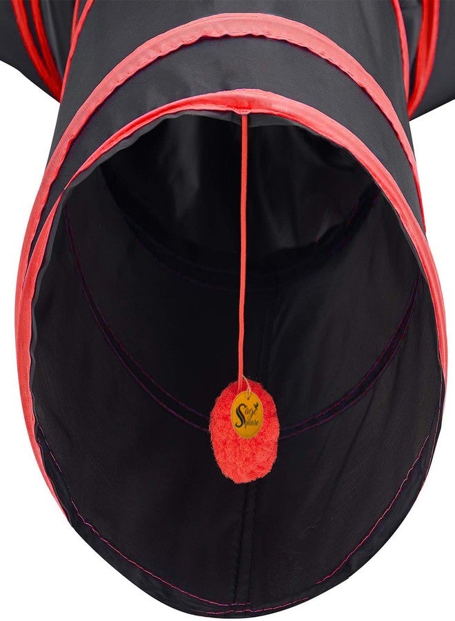 Sage Square Big Size Portable Sleeping Bag Exercise 3 Way Tunnel with Hanging Ball for Cat, Kitten, Rabbit, Guinea Pig, Puppy (Red) - Image 4
