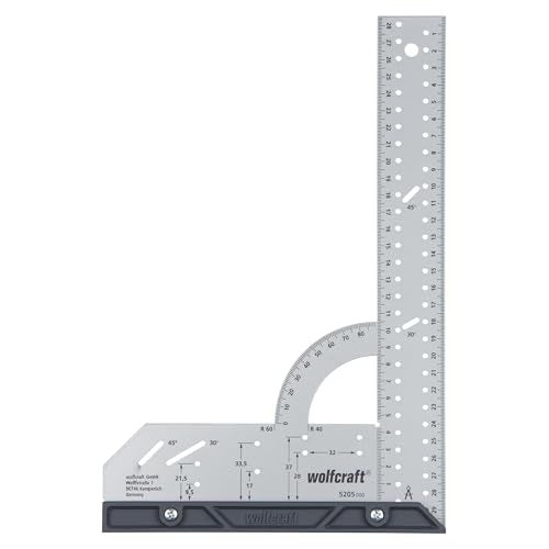 wolfcraft Universal Angle Try Square I 5205000 I for Measuring Marking Drawing and Guided Cutting