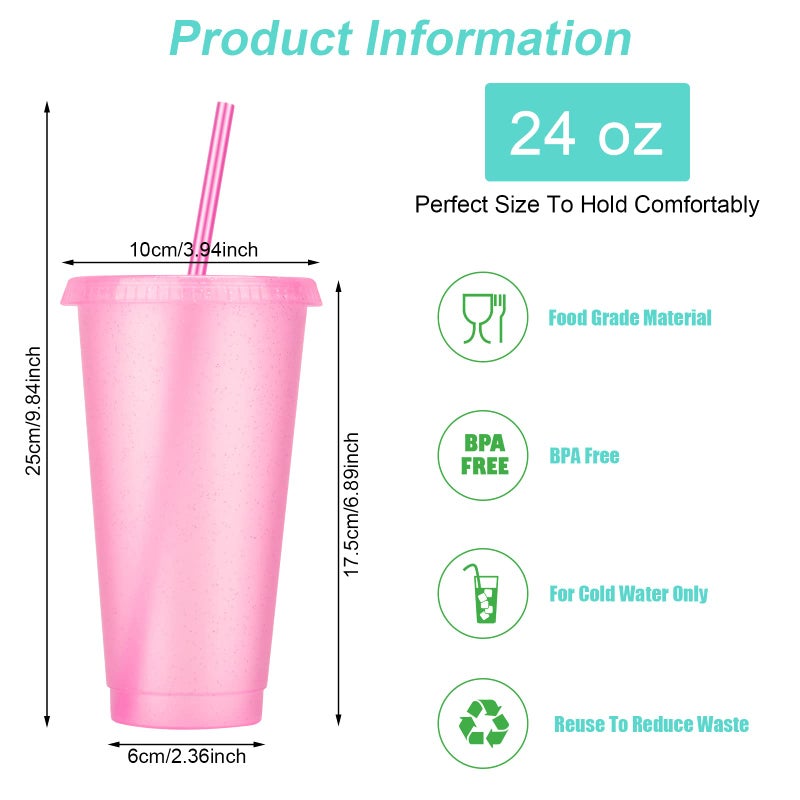 LEIFEOSH 24 Pack Plastic Tumblers with Lids and Straws  Reusable Cups with Lids Plastic Colorful Cups for Parties Birthdays  Iced Coffee Cup Travel Mug Cold Drink Cups Bulk Tumblers (24 oz  Dark Colors) - Image 2