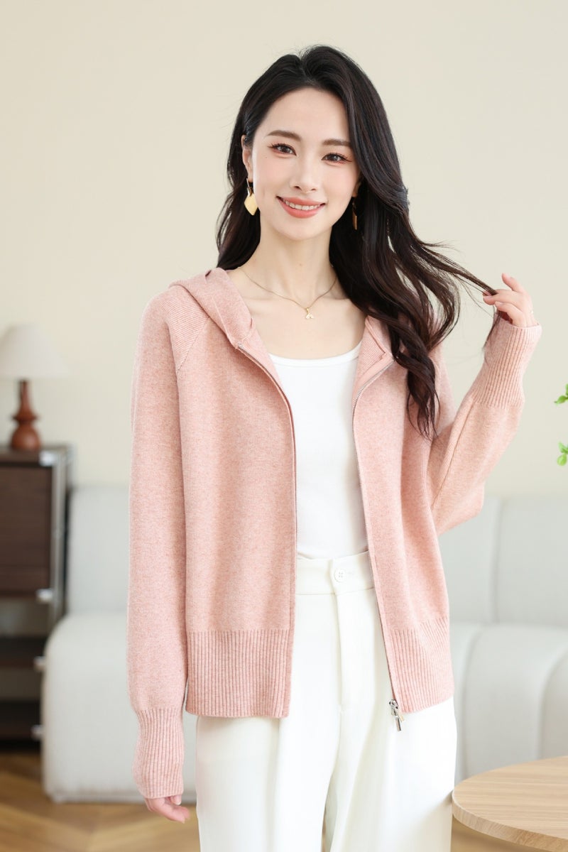 New Korean Hoodie Soft Lazy Style Sweater Coat for Women Lotus color  - Image 1