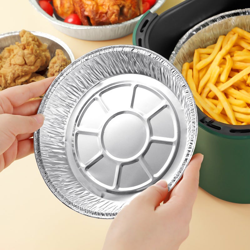 20PCS 8 Inch Disposable Aluminum Foil Plates Round Tin Foil Pie Pans for Air Fryers Baking Cooking Storage Roasting - Image 4