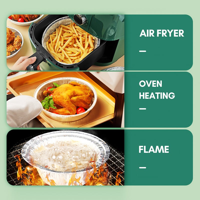 20PCS 8 Inch Disposable Aluminum Foil Plates Round Tin Foil Pie Pans for Air Fryers Baking Cooking Storage Roasting - Image 2