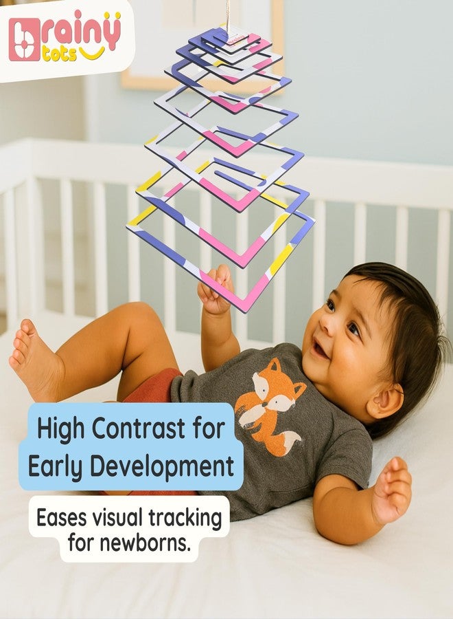Brainytots Spiral Hanging Toy Mobile | Hanging Mobile for Baby 0-6 Months | Dual-Sided Black-&-White + Color | Wooden Cot Mobile Hanging Toy | Cradle Toys Hanging | Bed Hanging Toys ASIN (Square) - Image 4