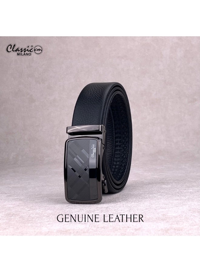 Classic Milano Men’s Leather Belt for men Fashion Belt Ratchet Dress Belts for men with Automatic Click Buckle for Mens Belt Enclosed in an Elegant Gift Box ALTHQ-3705-7 (Black) by Milano Leather - Image 4