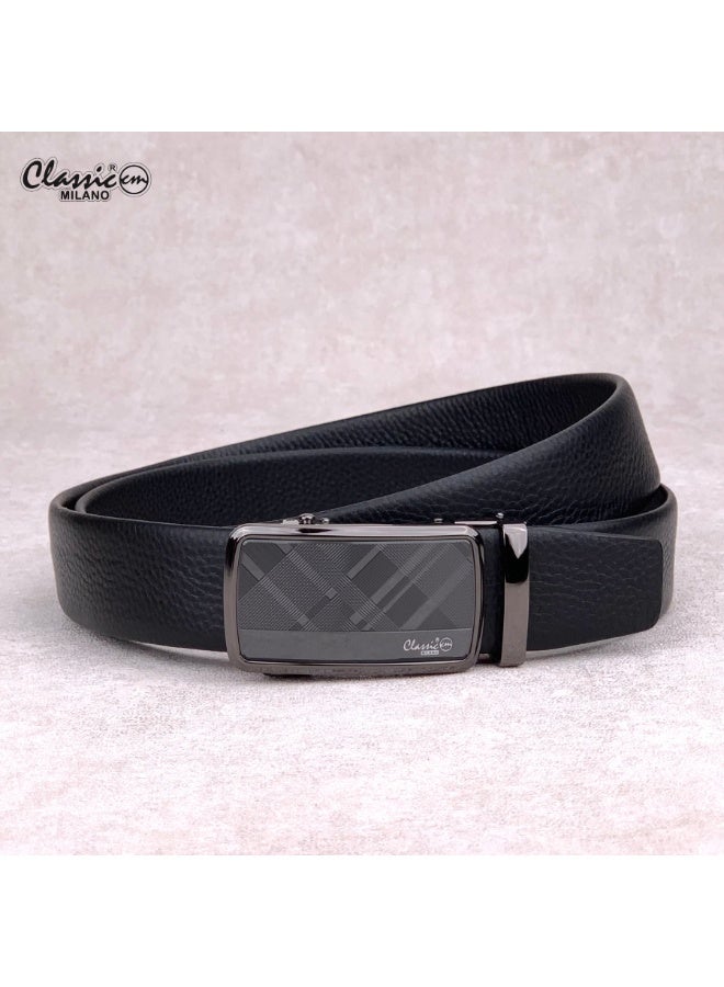 Classic Milano Men’s Leather Belt for men Fashion Belt Ratchet Dress Belts for men with Automatic Click Buckle for Mens Belt Enclosed in an Elegant Gift Box ALTHQ-3705-7 (Black) by Milano Leather - Image 1