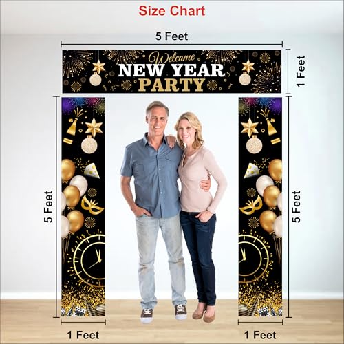Party Baazaar Welcome New Year Poster | Backdrop Decoration | New Year Decoration Items (Pack of 3, Multi Color, Size: 5x1 Feet) - Image 5