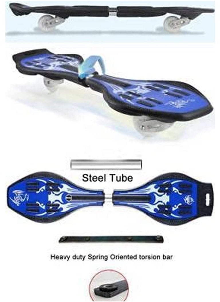 Skateboard, Compact Deluxe Junior Caster Skateboard with 360° Rotating Lightning Casters, Illuminating Wheels, 2-Wheel Balance Skateboard, 100KG Capacity, Lightweight Alloy Steel for Kids and Adults, Blue  - Image 2