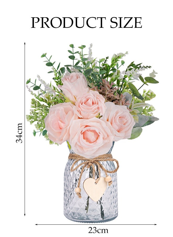 DUNISO Simulation Pink Rose Bouquet, Artificial Flowers, Suitable For Wedding Bouquets, Photography Scene Arrangement, Home Decoration, Party, Desktop Decoration, Flower Arrangement, Kitchen Decoration  - Image 2