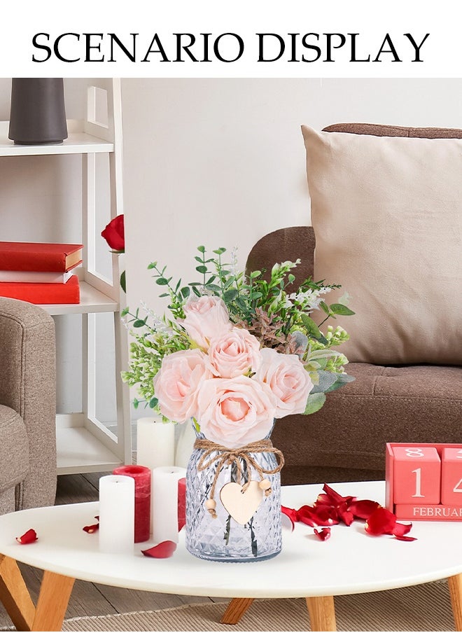 DUNISO Simulation Pink Rose Bouquet, Artificial Flowers, Suitable For Wedding Bouquets, Photography Scene Arrangement, Home Decoration, Party, Desktop Decoration, Flower Arrangement, Kitchen Decoration  - Image 5