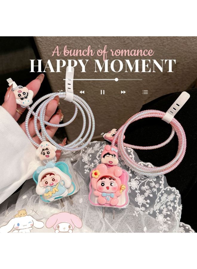 Generic - Cartoon Data Cable 20w Protective Cover For Iphone 16 15 Charger For Iphone14 Soft Case 13 Fast Charge 12 Women-Color:Melody Xiaoxin [5-piece Set]-Applicable Models:18W/20W - Image 1
