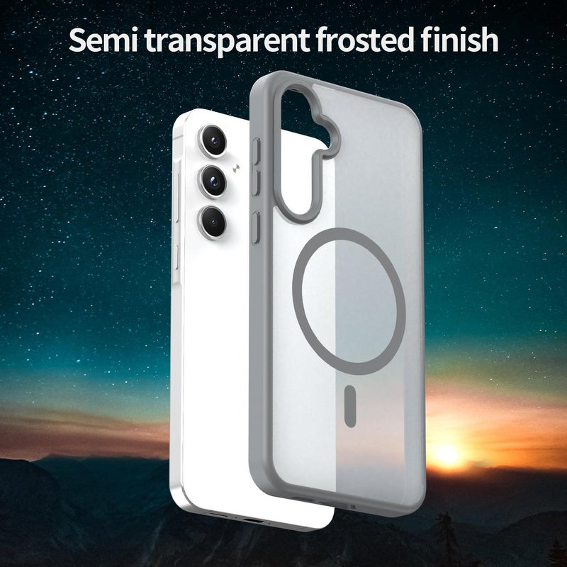 إيروريكس جراب هاتف Samsung Galaxy A55 5G Fanying Series PC Hybrid TPU شفاف غير لامع MagSafe (رمادي فضي) - Image 4