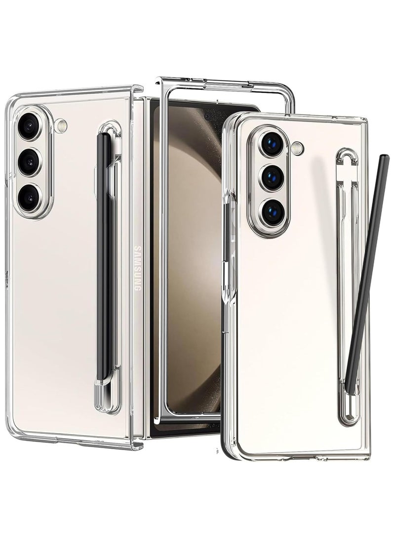 Slim Case with S Pen Holder for Samsung Galaxy Z Fold 7, Crystal Transparent Hard PC Shell & Hinge Protection, Anti-Scratch Shockproof Protective Phone Cover Built-in Stylus Slot - PEN NOT INCLUDED  - Image 1