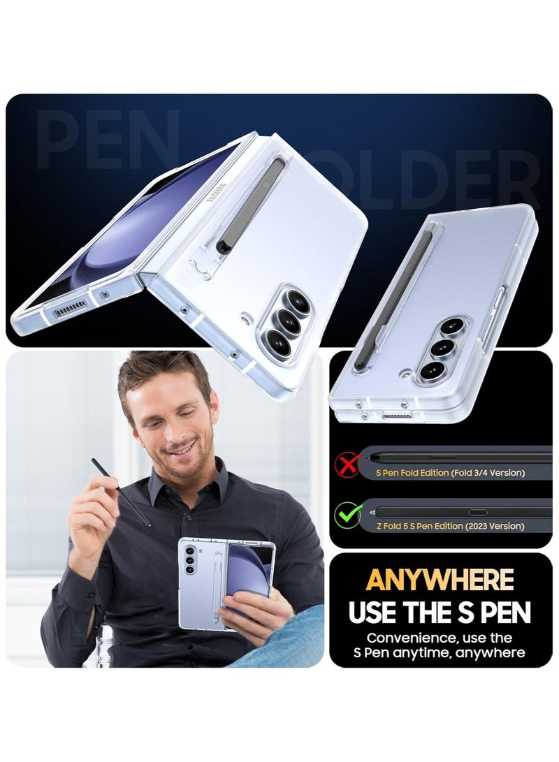 Slim Case with S Pen Holder for Samsung Galaxy Z Fold 7, Crystal Transparent Hard PC Shell & Hinge Protection, Anti-Scratch Shockproof Protective Phone Cover Built-in Stylus Slot - PEN NOT INCLUDED  - Image 2
