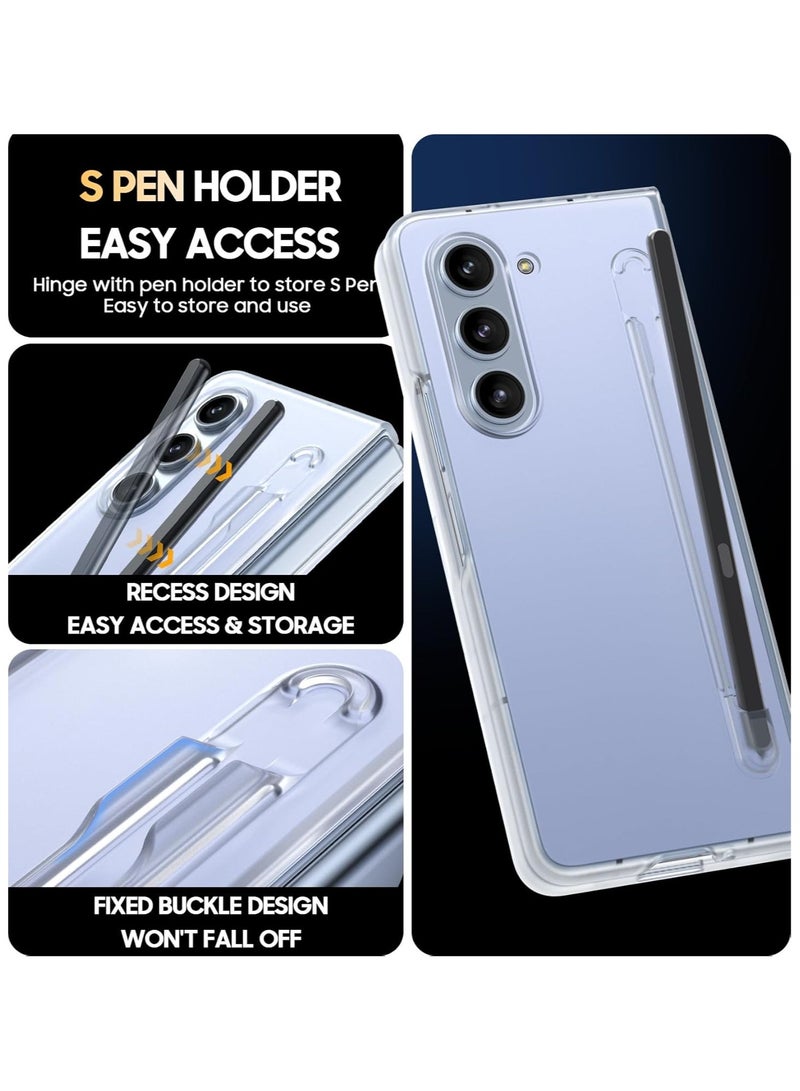 Slim Case with S Pen Holder for Samsung Galaxy Z Fold 7, Crystal Transparent Hard PC Shell & Hinge Protection, Anti-Scratch Shockproof Protective Phone Cover Built-in Stylus Slot - PEN NOT INCLUDED  - Image 3