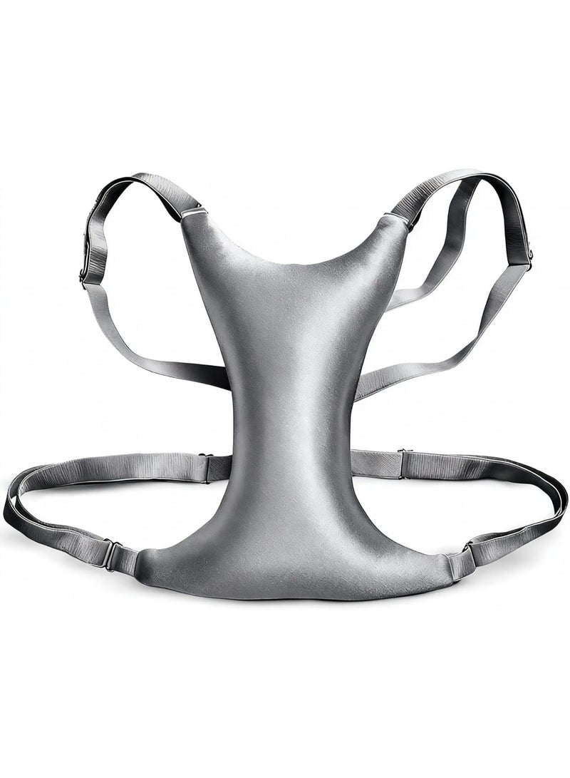 Breast Pillow, Chest Wrinkles Prevention and Breast Support, Adjustable Memory Foam, Breathable Silk Fabric, Side Sleeping Support Ideal Augmentation, Reduction, Implants and Nursing (Silver) - Image 1
