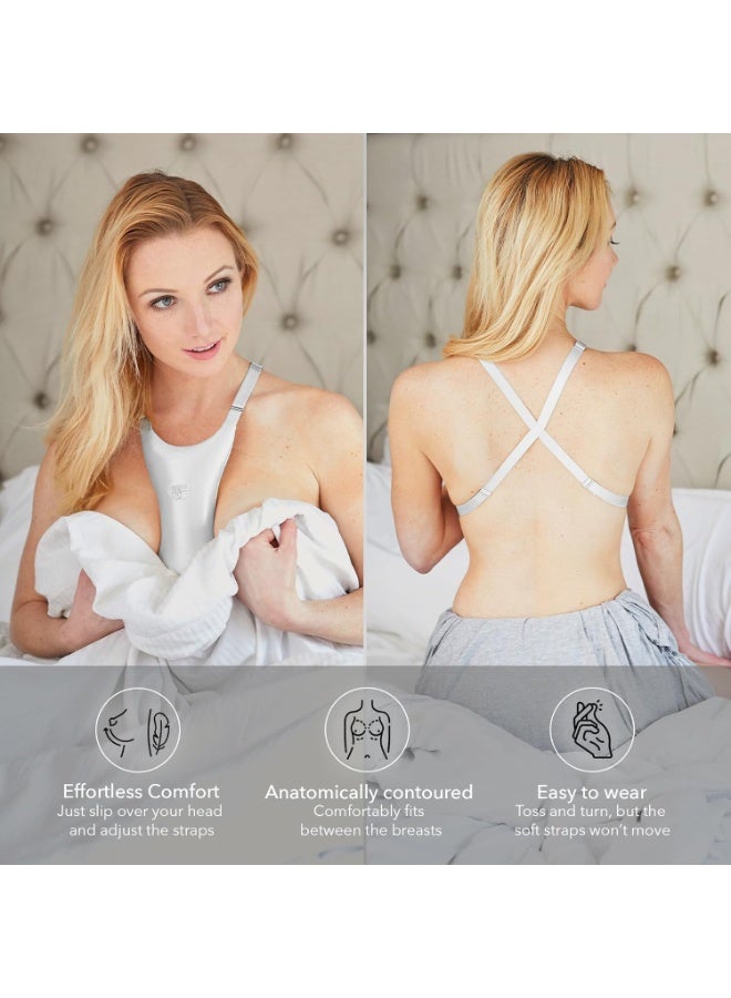 Breast Pillow, Chest Wrinkles Prevention and Breast Support, Adjustable Memory Foam, Breathable Silk Fabric, Side Sleeping Support Ideal Augmentation, Reduction, Implants and Nursing (Silver) - Image 3