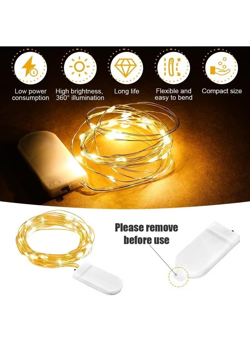 8 Pack Fairy Lights Battery Operated, 2m 20 LED String Lights on Flexible Copper Wire | Warm White Mini Decorative Lights for Bedroom, Jars, DIY, Party, Wedding & Ramadan Festive Decor - Image 3