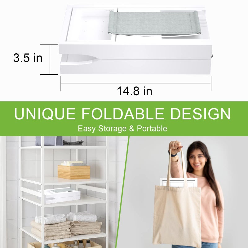 Artmalle Bathtub Caddy Tray - Expandable and Foldable Bath Tray for Tub, Luxury Bamboo Bath Caddy Tub Table, Bathtub Accessories with Book Holder and Free Soap Dish, White - Image 5