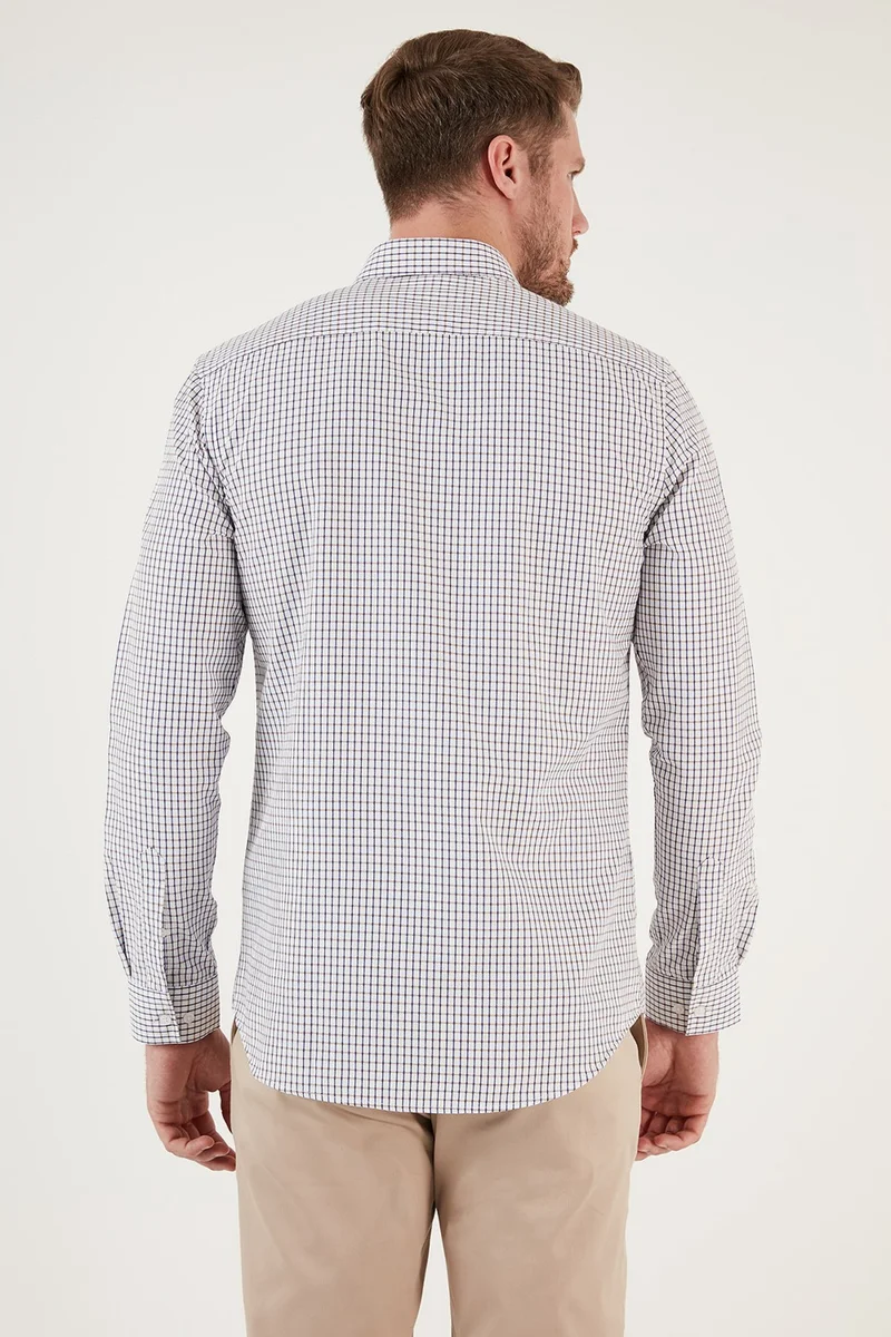 Buratti Patterned Cotton Blend Button Collar Long Sleeve Slim Fit Shirt Men's Shirt CF23S7496