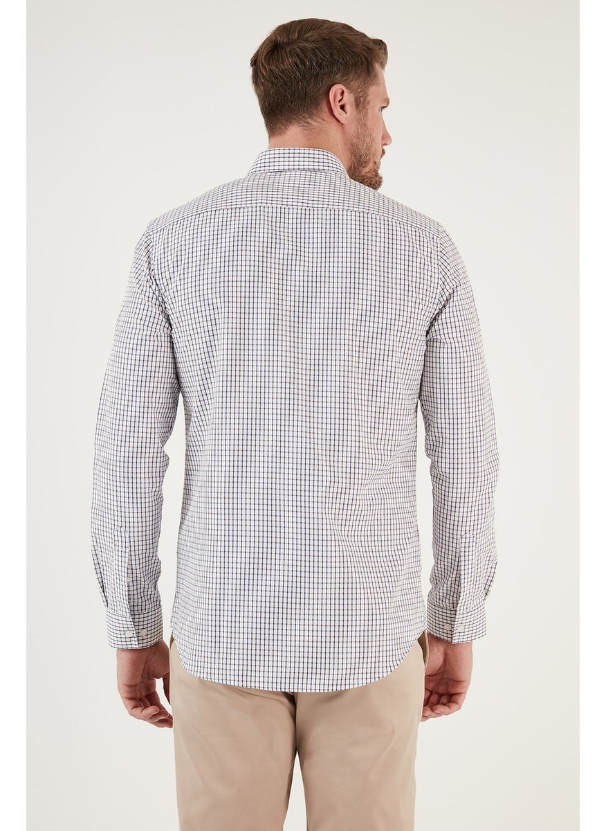 Buratti - Patterned Cotton Blend Button Collar Long Sleeve Slim Fit Shirt Men's Shirt CF23S7496 - Image 1