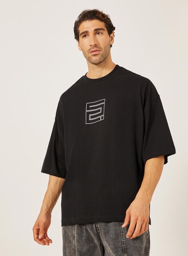 Styli Chest Graphic Compact Jersey Boxy T-Shirt  - Image 1