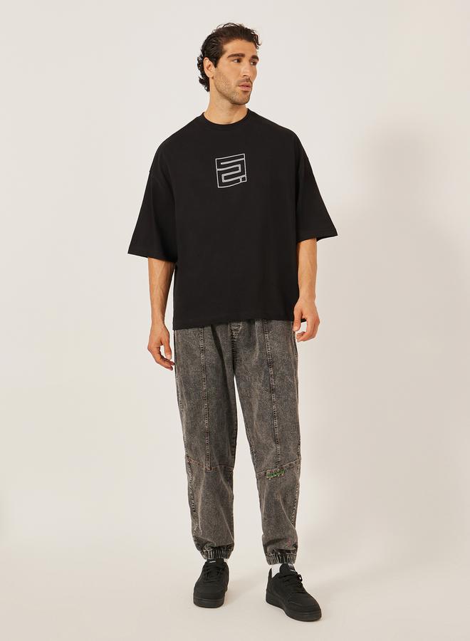 Styli Chest Graphic Compact Jersey Boxy T-Shirt  - Image 2